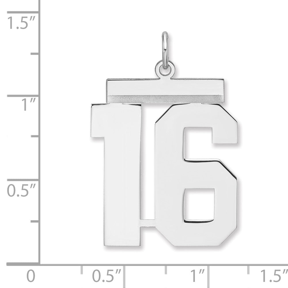 Sterlingsilber /rhodiniert Poliert Zahl 16 Charm