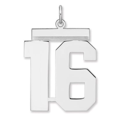 Sterlingsilber /rhodiniert Poliert Zahl 16 Charm