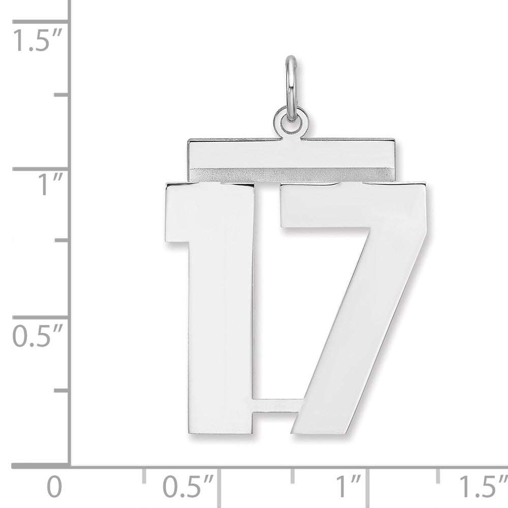 Sterlingsilber /rhodiniert Poliert Zahl 17 Charm