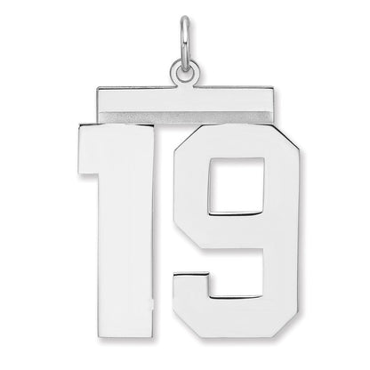 Sterlingsilber /rhodiniert Poliert Zahl 19 Charm