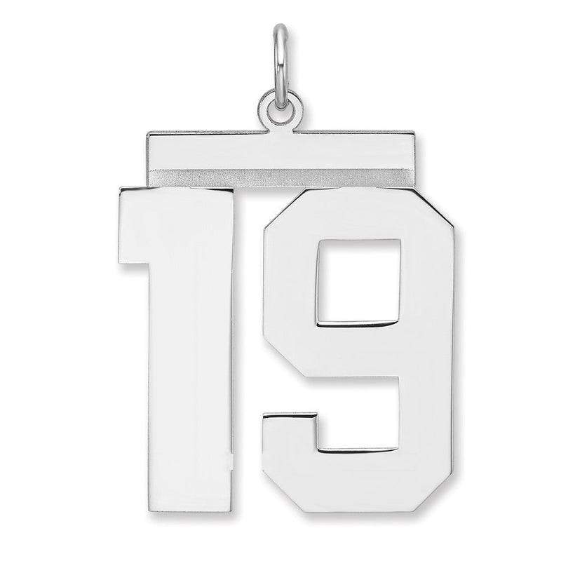Sterlingsilber /rhodiniert Poliert Zahl 19 Charm