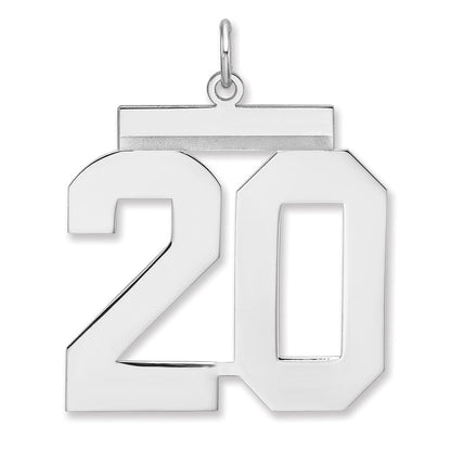 Sterlingsilber /rhodiniert Poliert Zahl 20 Charm