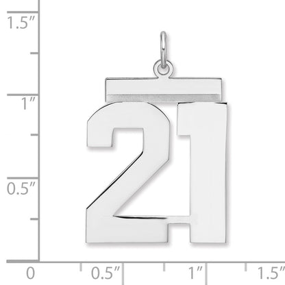 Sterlingsilber /rhodiniert Poliert Zahl 21 Charm