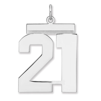 Sterlingsilber /rhodiniert Poliert Zahl 21 Charm