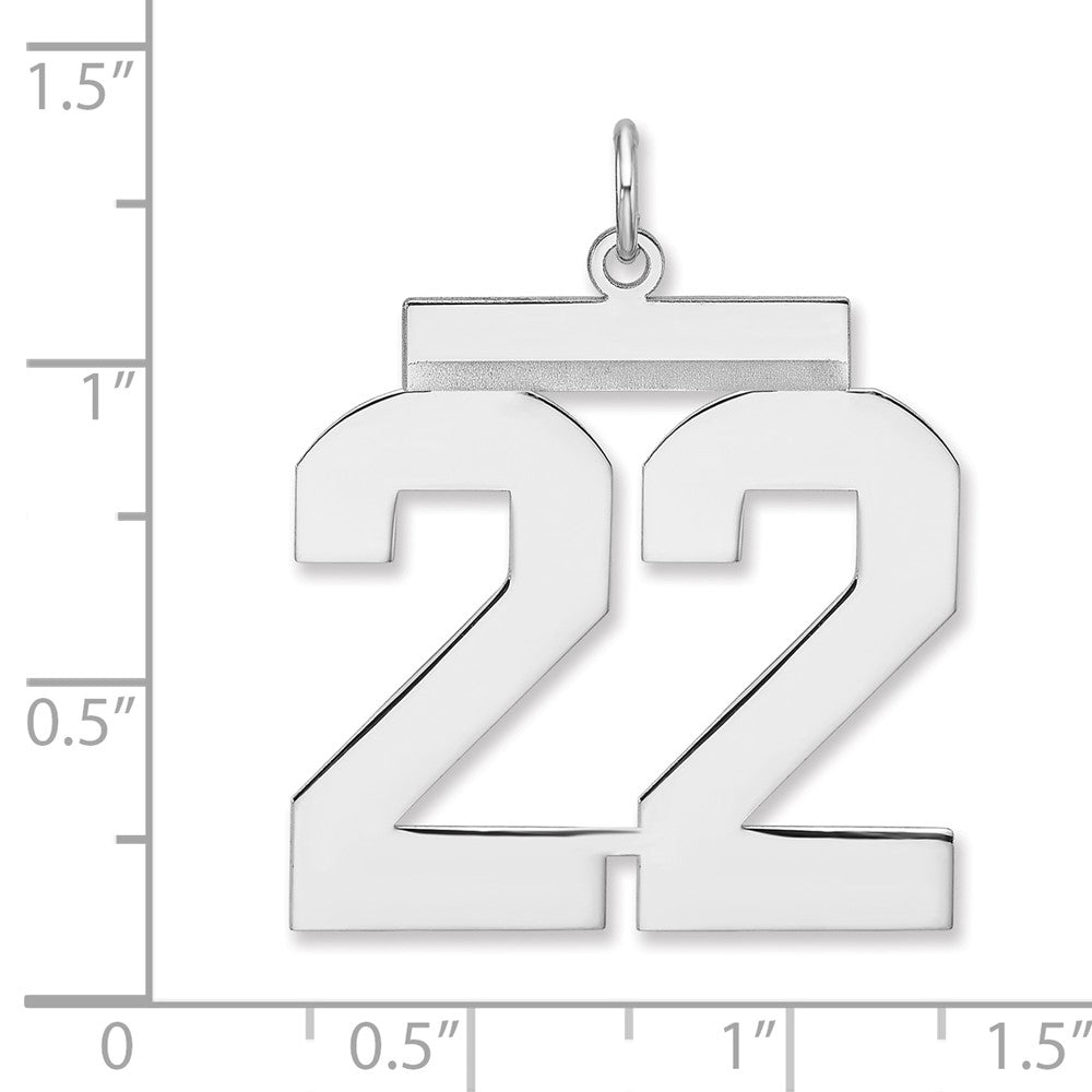 Sterlingsilber /rhodiniert Poliert Zahl 22 Charm