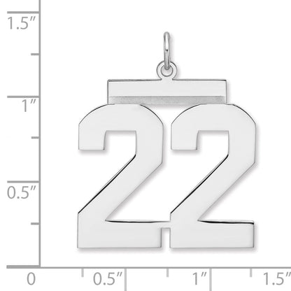 Sterlingsilber /rhodiniert Poliert Zahl 22 Charm