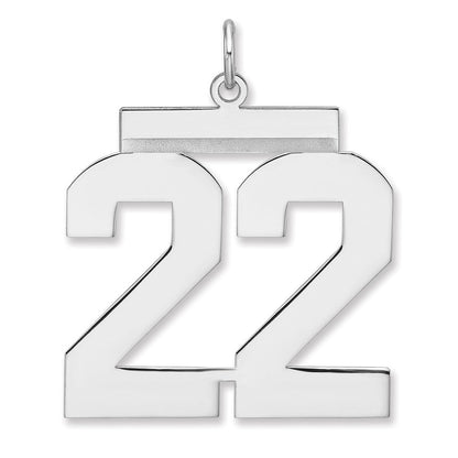 Sterlingsilber /rhodiniert Poliert Zahl 22 Charm