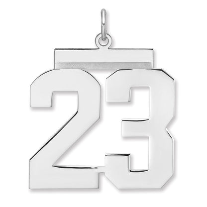 Sterlingsilber /rhodiniert Poliert Zahl 23 Charm