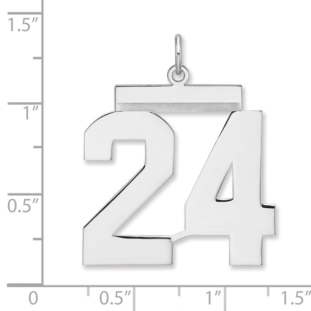 Sterlingsilber /rhodiniert Poliert Zahl 24 Charm