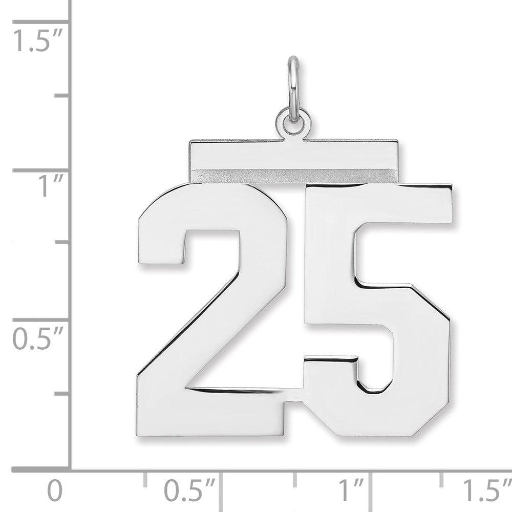 Sterlingsilber /rhodiniert Poliert Zahl 25 Charm