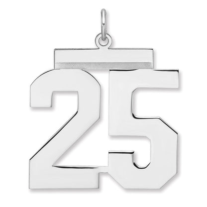 Sterlingsilber /rhodiniert Poliert Zahl 25 Charm
