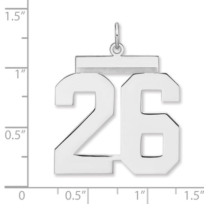 Sterlingsilber /rhodiniert Poliert Zahl 26 Charm