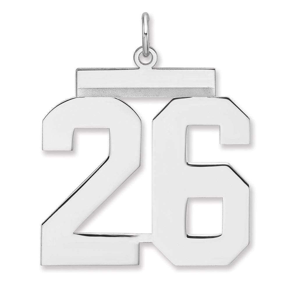 Sterlingsilber /rhodiniert Poliert Zahl 26 Charm
