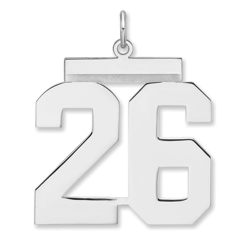Sterlingsilber /rhodiniert Poliert Zahl 26 Charm