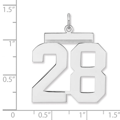 Sterlingsilber /rhodiniert Poliert Zahl 28 Charm