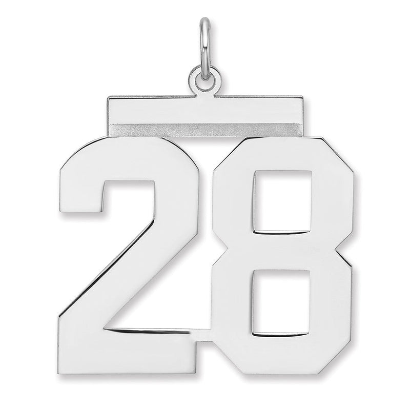 Sterlingsilber /rhodiniert Poliert Zahl 28 Charm