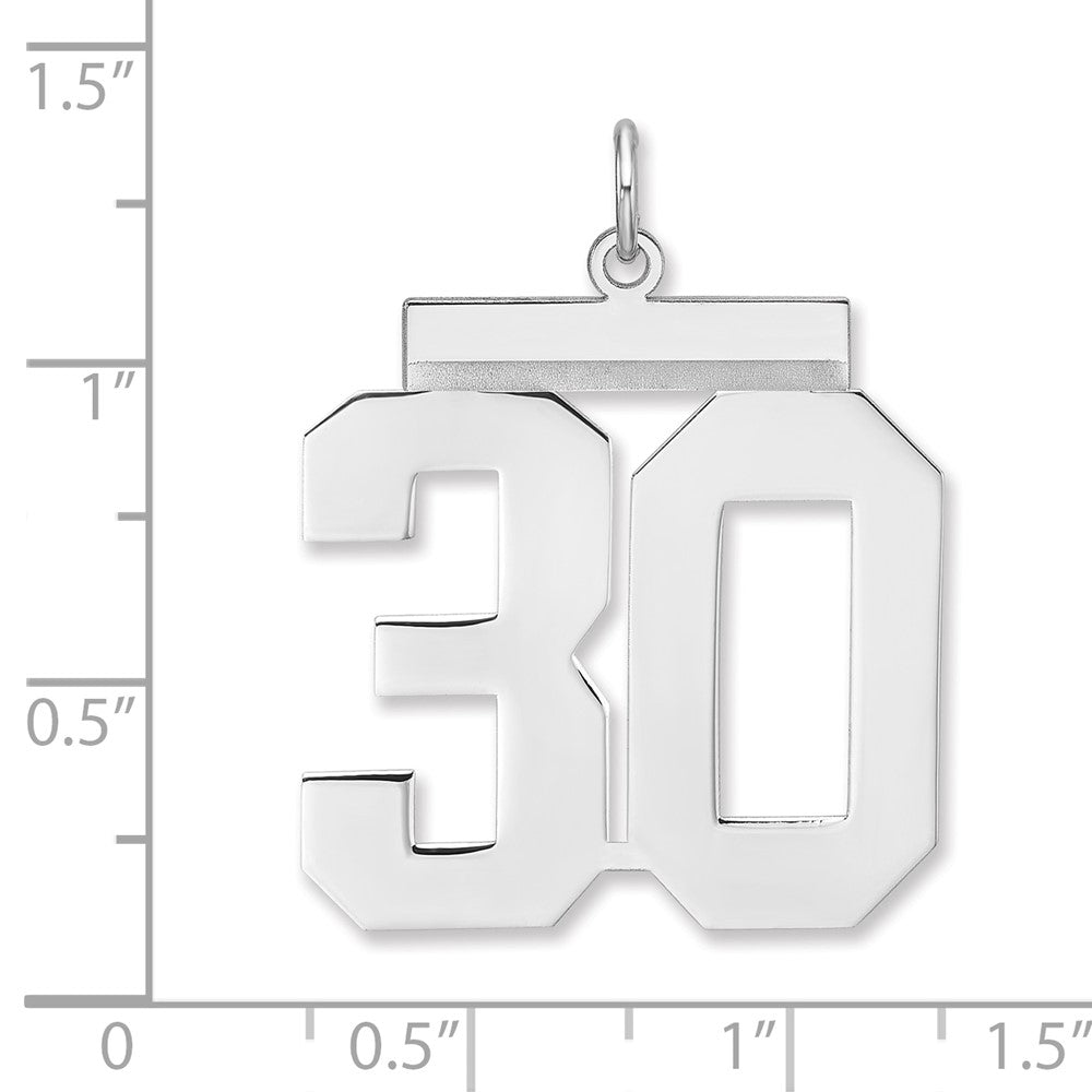 Sterlingsilber /rhodiniert Poliert Zahl 30 Charm
