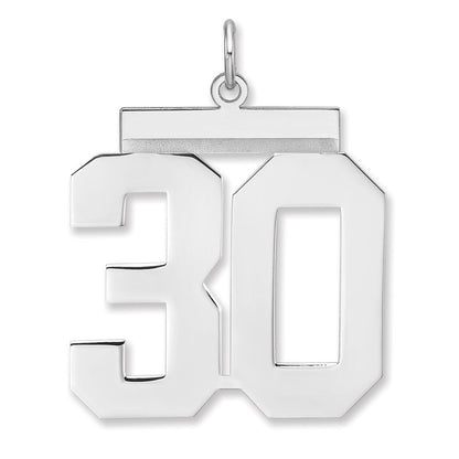 Sterlingsilber /rhodiniert Poliert Zahl 30 Charm
