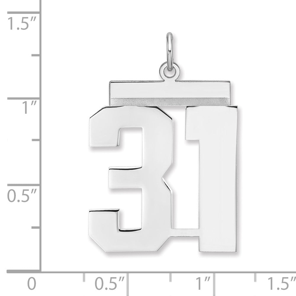 Sterlingsilber /rhodiniert Poliert Zahl 31 Charm