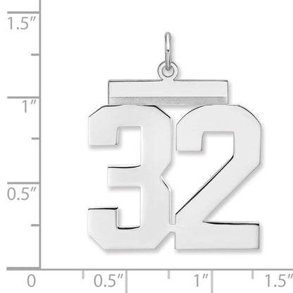 Sterlingsilber /rhodiniert Poliert Zahl 32 Charm