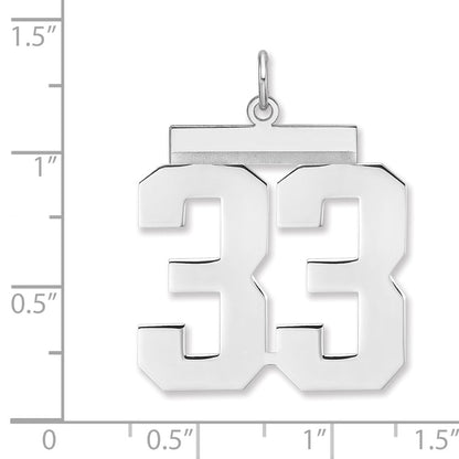 Sterlingsilber /rhodiniert Poliert Zahl 33 Charm
