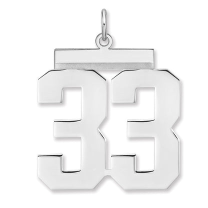 Sterlingsilber /rhodiniert Poliert Zahl 33 Charm