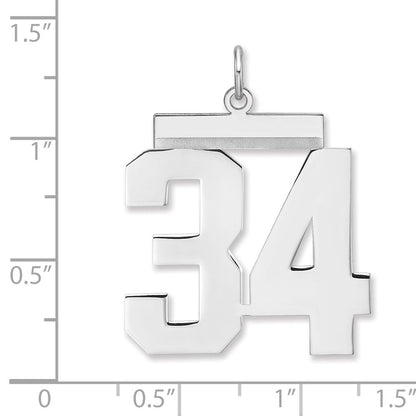Sterlingsilber /rhodiniert Poliert Zahl 34 Charm