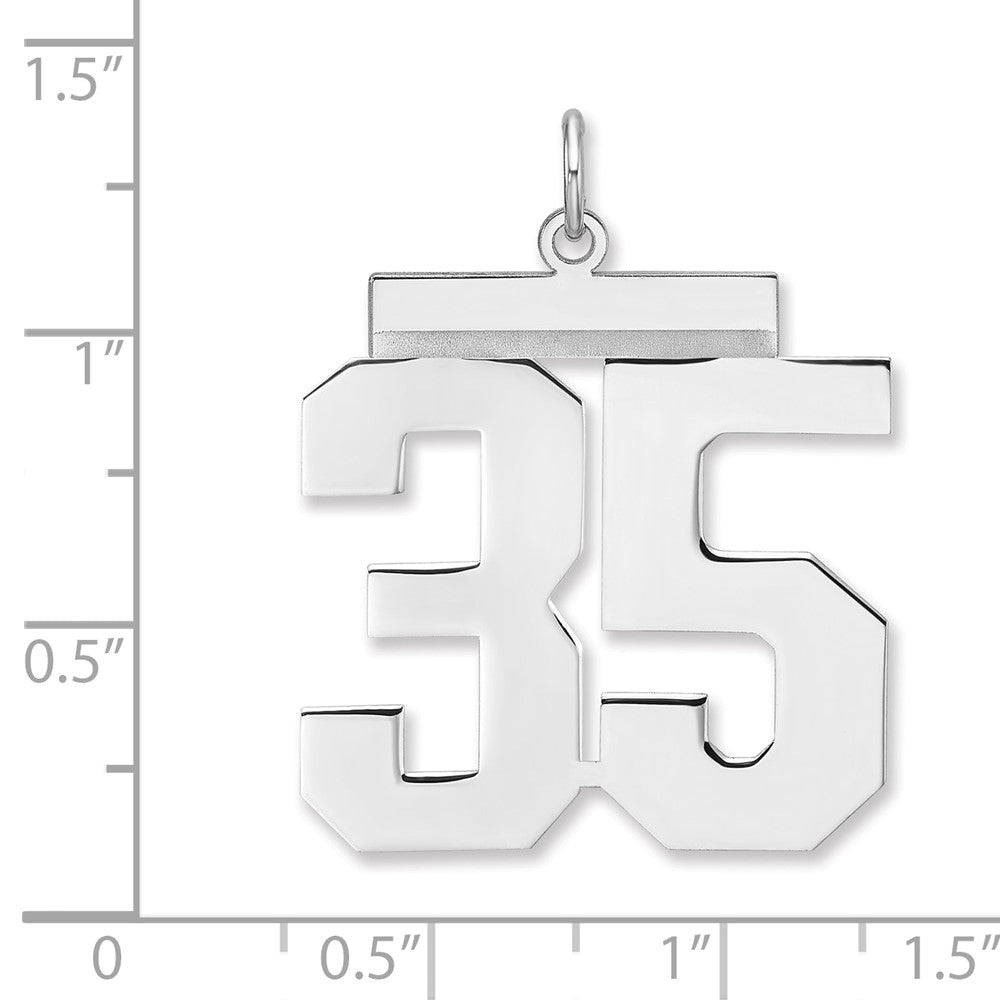 Sterlingsilber /rhodiniert Poliert Zahl 35 Charm