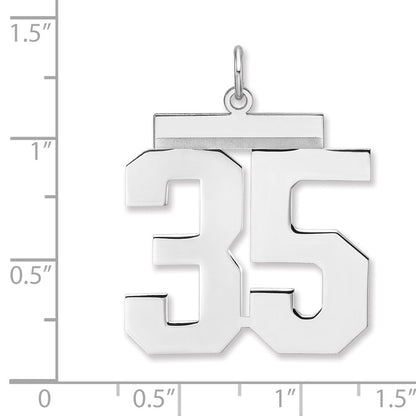 Sterlingsilber /rhodiniert Poliert Zahl 35 Charm
