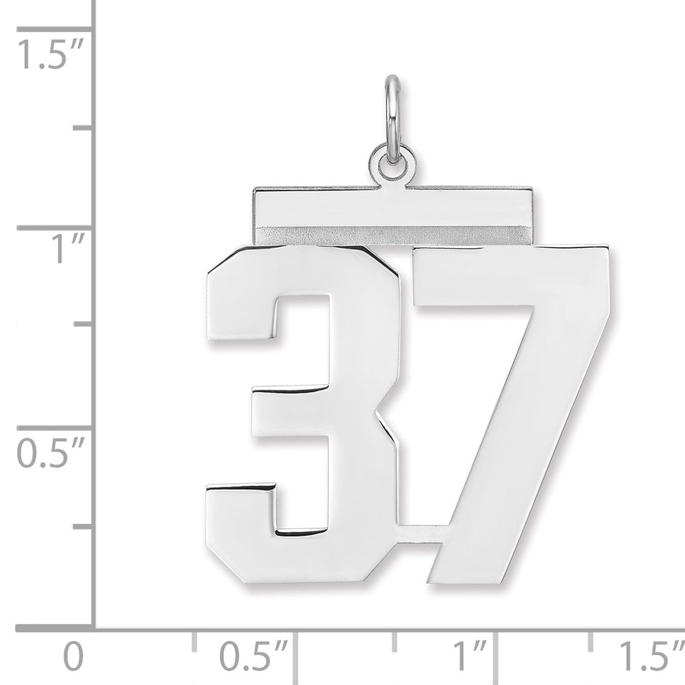 Sterlingsilber /rhodiniert Poliert Zahl 37 Charm
