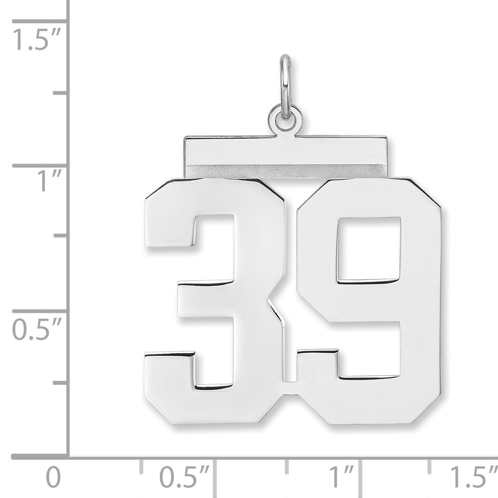 Sterlingsilber /rhodiniert Poliert Zahl 39 Charm