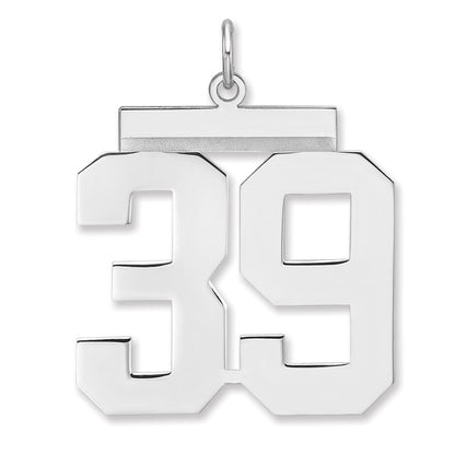 Sterlingsilber /rhodiniert Poliert Zahl 39 Charm