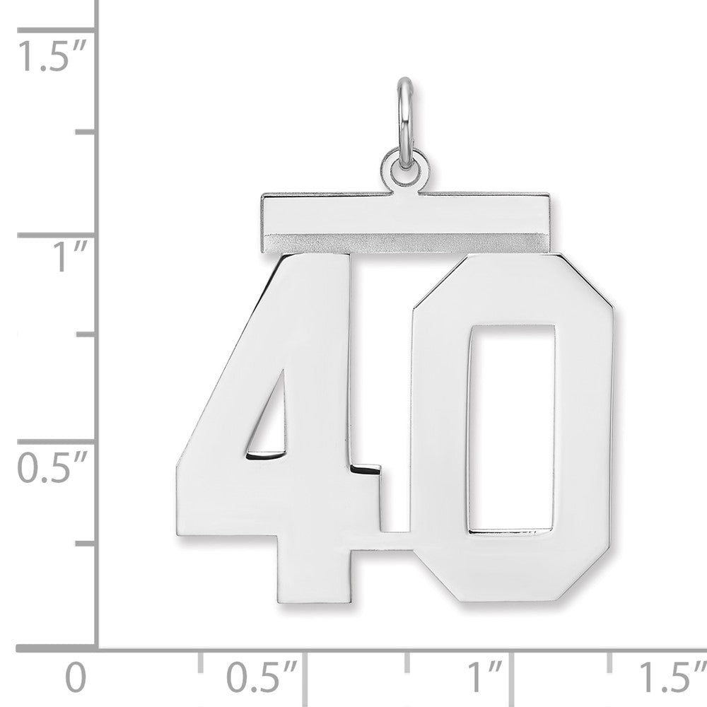 Sterlingsilber /rhodiniert Poliert Zahl 40 Charm