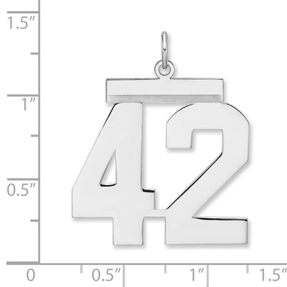 Sterlingsilber /rhodiniert Poliert Zahl 42 Charm