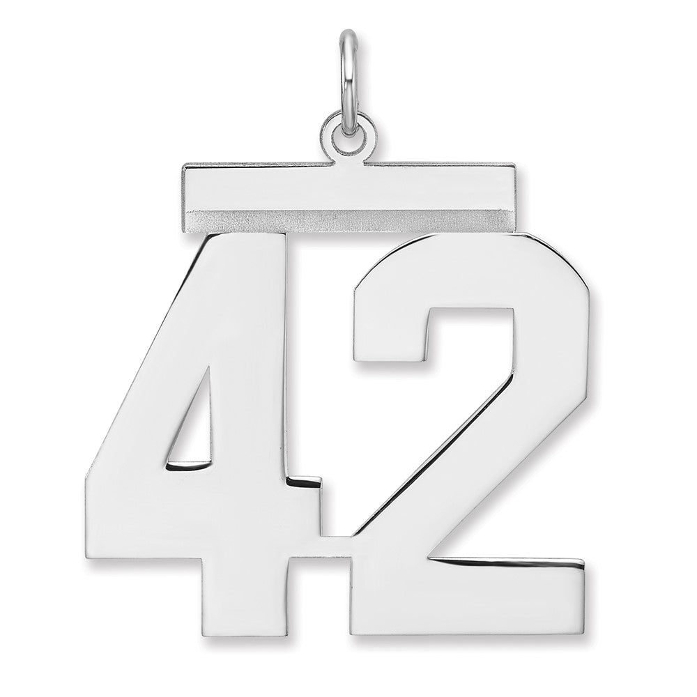 Sterlingsilber /rhodiniert Poliert Zahl 42 Charm