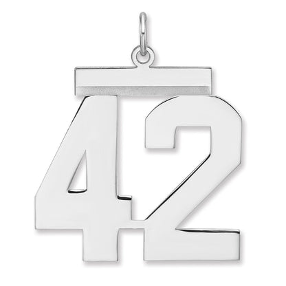 Sterlingsilber /rhodiniert Poliert Zahl 42 Charm