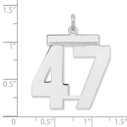 Sterlingsilber /rhodiniert Poliert Zahl 47 Charm