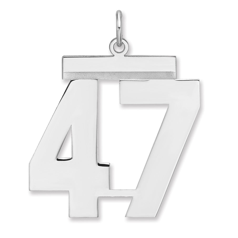 Sterlingsilber /rhodiniert Poliert Zahl 47 Charm