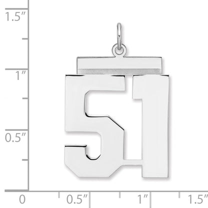 Sterlingsilber /rhodiniert Poliert Zahl 51 Charm