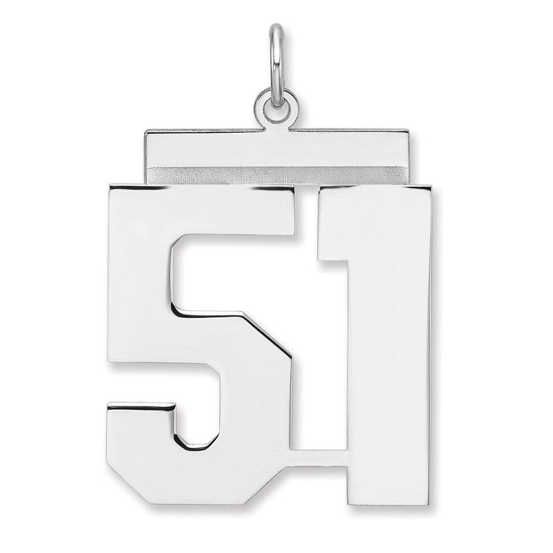 Sterlingsilber /rhodiniert Poliert Zahl 51 Charm