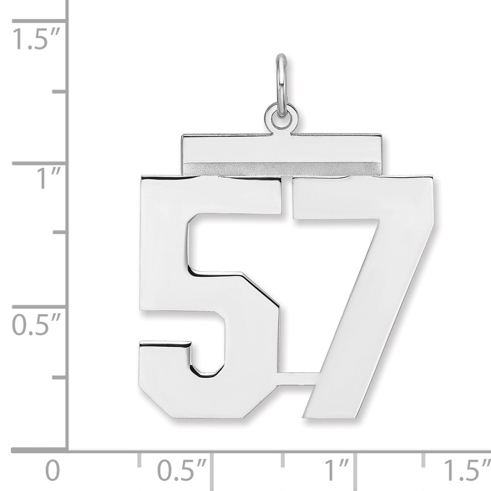 Sterlingsilber /rhodiniert Poliert Zahl 57 Charm