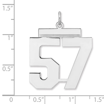 Sterlingsilber /rhodiniert Poliert Zahl 57 Charm