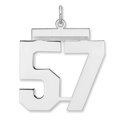 Sterlingsilber /rhodiniert Poliert Zahl 57 Charm
