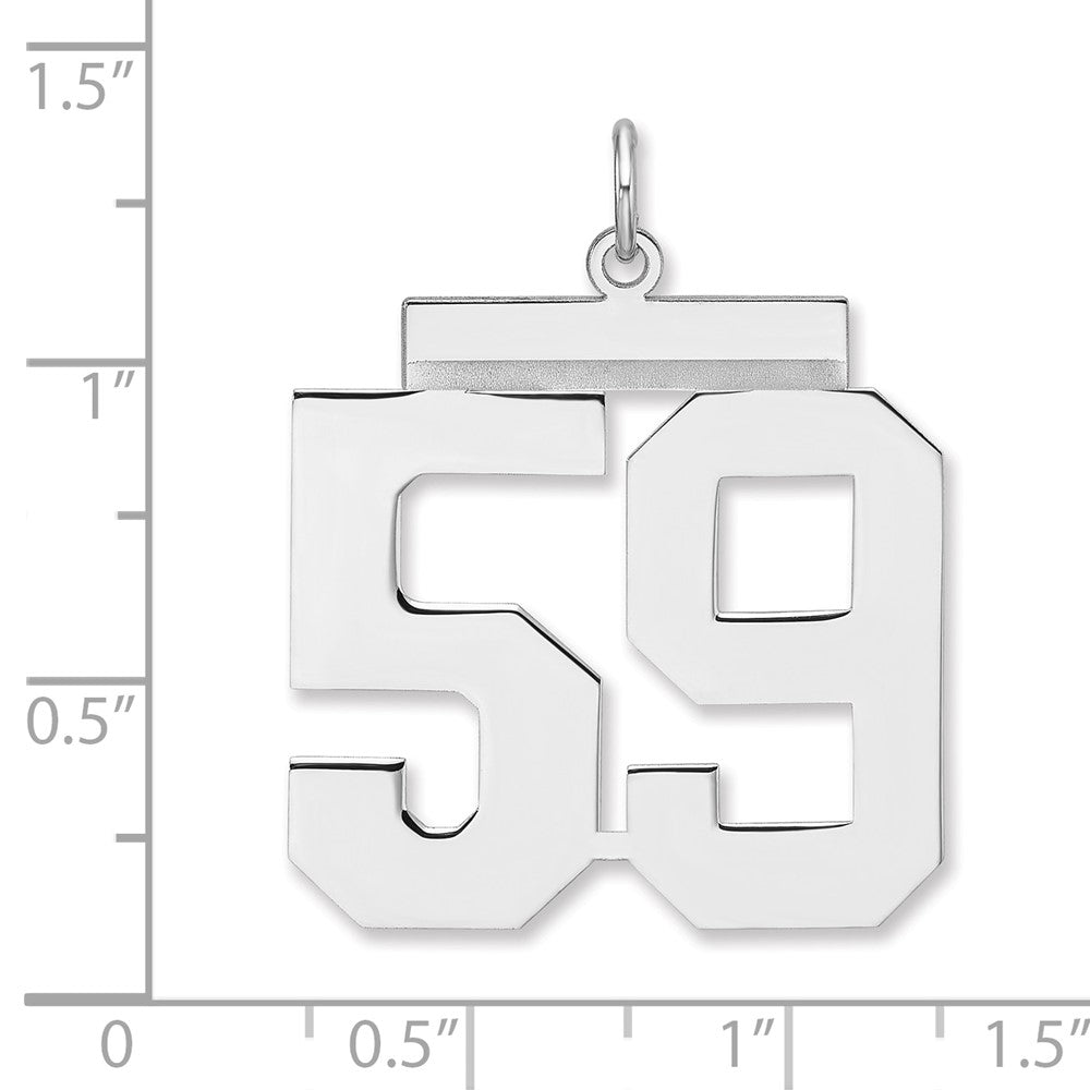 Sterlingsilber /rhodiniert Poliert Zahl 59 Charm
