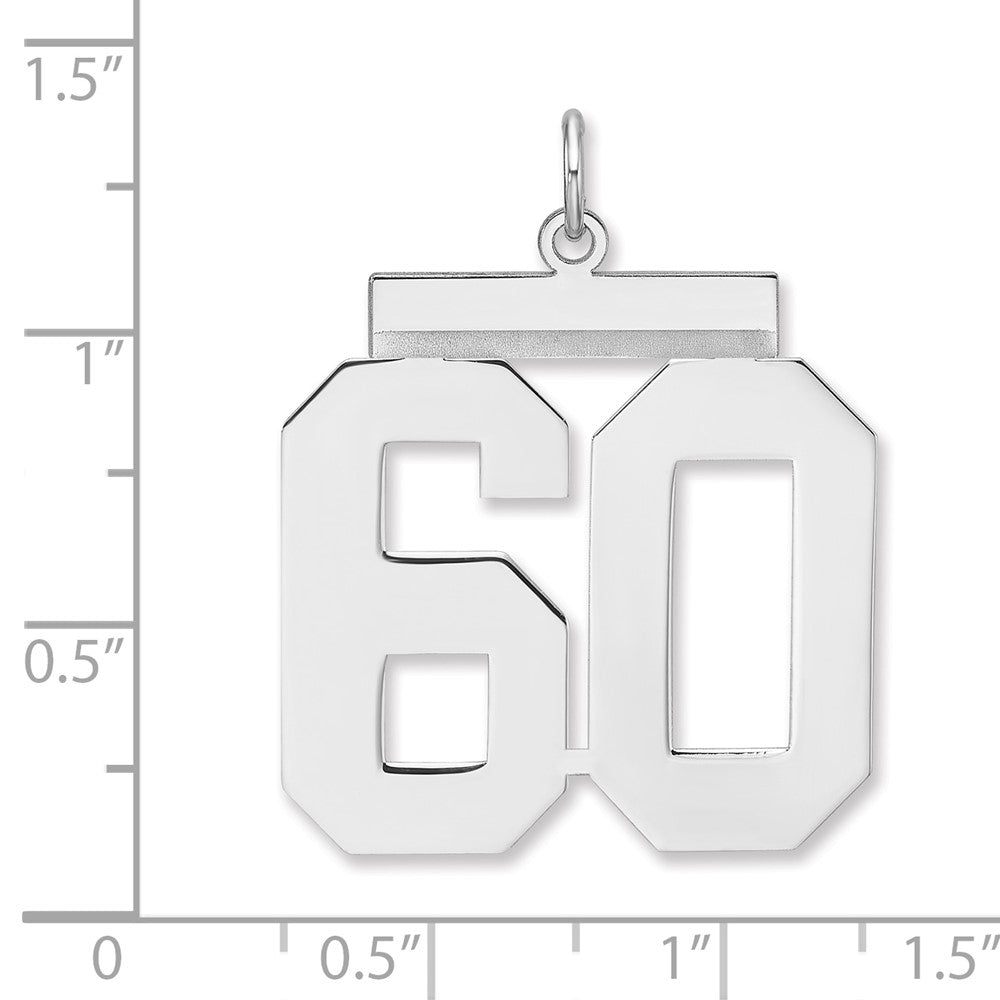 Sterlingsilber /rhodiniert Poliert Zahl 60 Charm