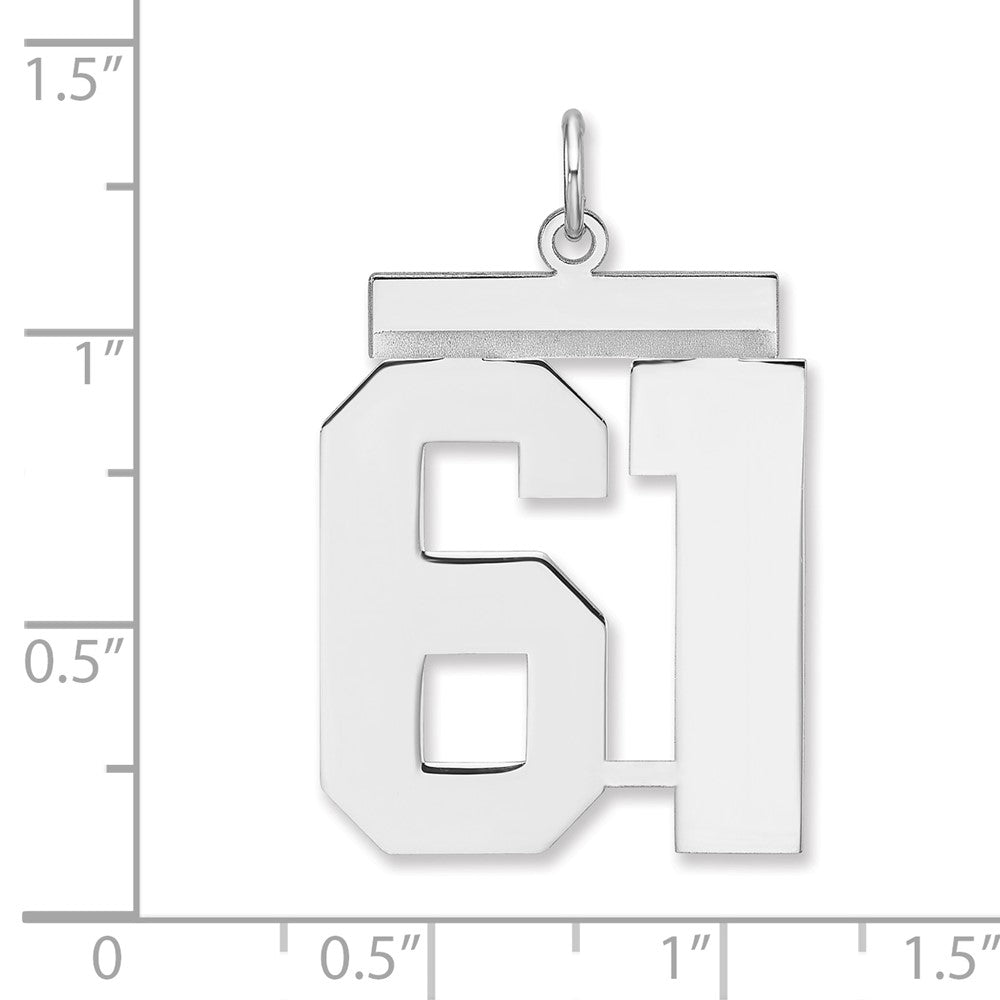 Sterlingsilber /rhodiniert Poliert Zahl 61 Charm