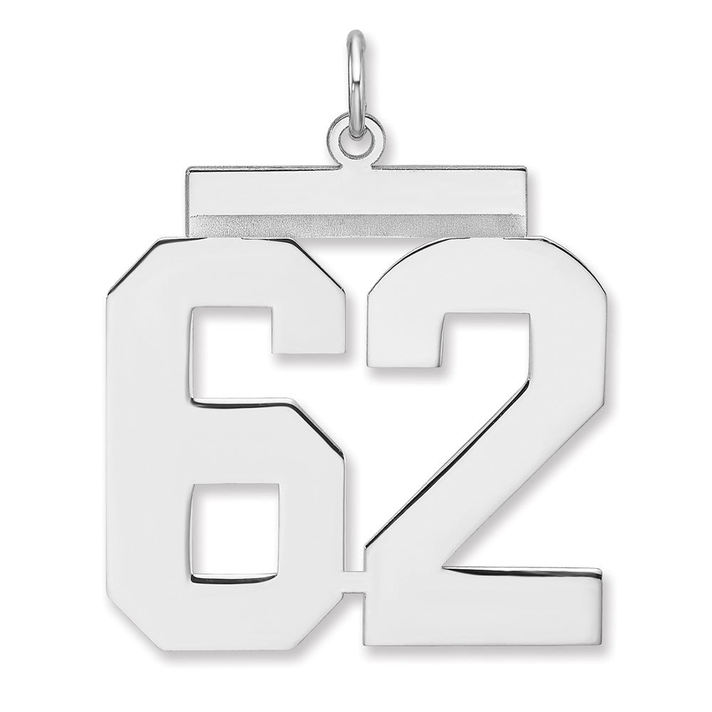 Sterlingsilber /rhodiniert Poliert Zahl 62 Charm