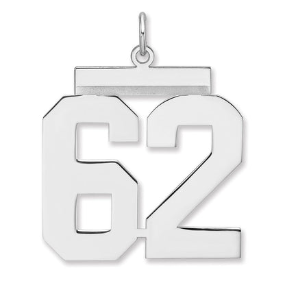 Sterlingsilber /rhodiniert Poliert Zahl 62 Charm