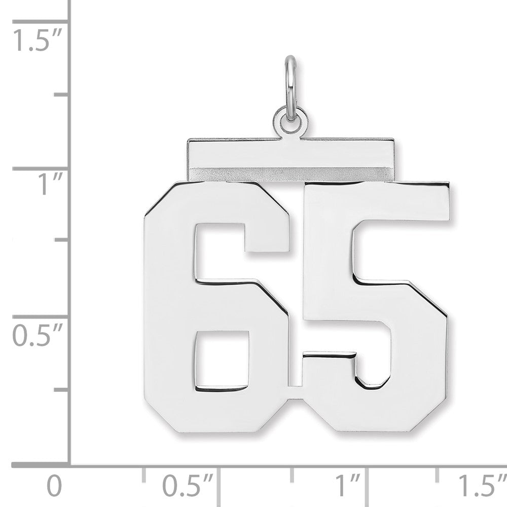 Sterlingsilber /rhodiniert Poliert Zahl 65 Charm