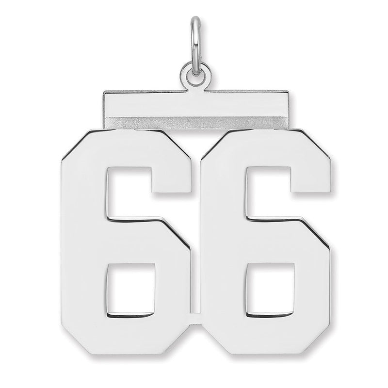 Sterlingsilber /rhodiniert Poliert Zahl 66 Charm